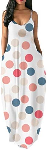 Handyulong Womens Dresses Casual Summer Sundress Sleeveless V-Neck Gradient Color Loose Maxi Long Dress Tunic Tank Dress