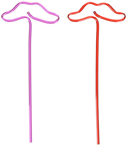 Pitillos plásticos coloridos con bigote loco, 2 unidades miniatura 1