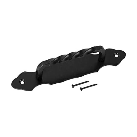 ADGO Tirador Antaba Tirador Tirador Puerta Wicket 190 mm, Acero, Hierro Forjado Recubierto en Polvo, Elegante Antiguo, Color Negro Cover