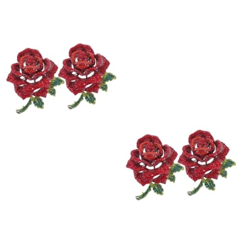 Broche rose bijoux tendance en strass retro au design raffine pour femme