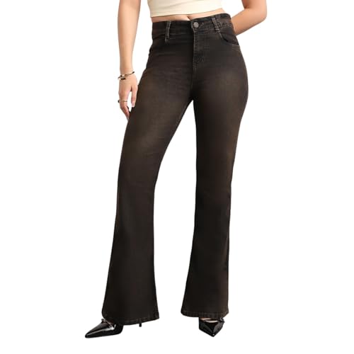 Image of Urbano Fashion Women's Mid Rise Bootcut Washed Jeans Stretchable