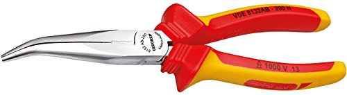 GEDORE VDE 8132 AB-200 H VDE Bent Nose Telephone Pliers with VDE Insulating Sleeves 200 mm