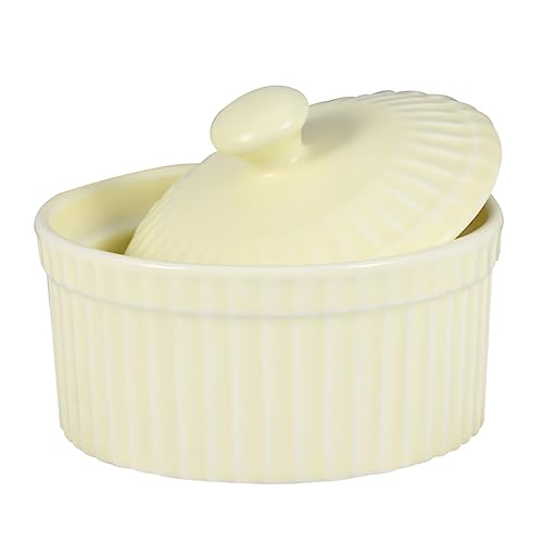 Cabilock cuenco de cerámica para hornear cuencos aptos para horno tazones de fuente de porcelana tazones mini ramequines molde bol tazón de sopa de cerámica tazones de sopa elegantes Yellow