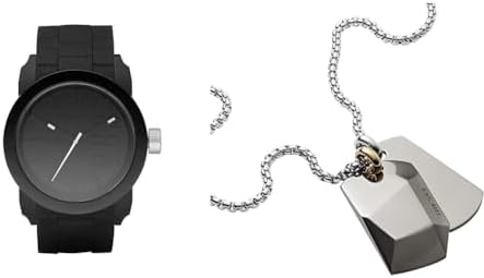 Diesel Herren Double Down S44 Schwarze Silikonuhr und Silberfarbe...