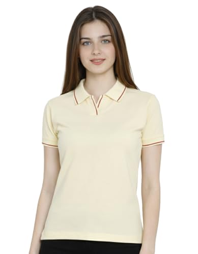 Image of Scott International Women's Cotton Polo T-Shirt | Half Sleeve Plain Collar Tee | Stylish Casual Top | Plain T-Shirt for Girls | Workwear for Office & Casual Wear