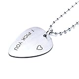 omodofo I Pick You Stainless Steel Guitar Pick Pendant Necklace Music Lover Musician's Gift for Guitar Player (I Pick You)