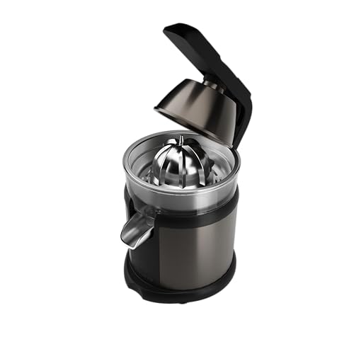 AIWA KORYU AJC-5000 – Exprimidor de palanca 120W, cuerpo y filtro de acero inoxidable, sin BPA, sistema antigoteo, base antideslizante, diseño compacto. Color: Acero Inox