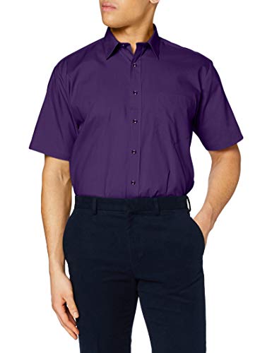 Preisvergleich Produktbild Premier Popelin Herren Hemd, kurzärmlig (Kragenweite 43cm) (Violett)