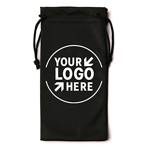 Muka 50 Pack Custom Microfiber Case Bag Pouch With Drawstring Closure For Eyeglasses Sunglasses Screen Cleaning Storage-Black #TOP11