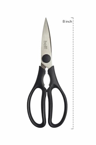 Image of Heff Kitchen Scissors, Black, Stainless Steel, 8 Inch
