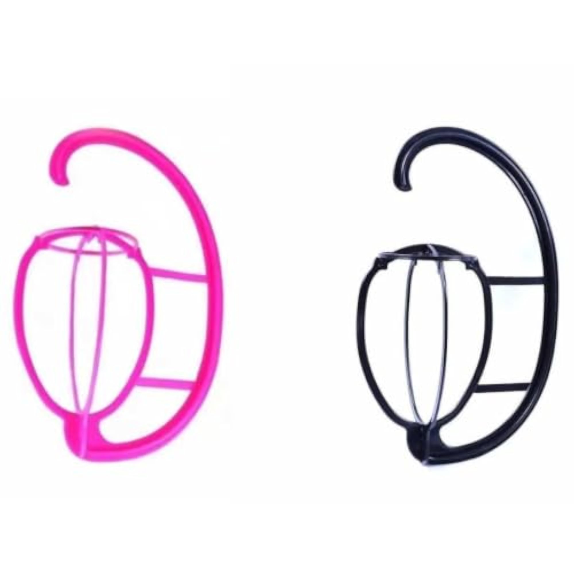 Portable Wig Stand for Drying and Displaying Wigs, Black + Pink