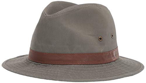 Dorfman Pacific Men's One-Piece Canvas Faux Leather-Trim Safari Hat,Olive,Large #TOP22