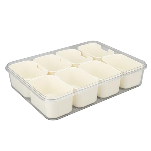 Geteilte Gewürzbox, Tragbares Geteiltes Serviertablett aus Kunststoff, Luftdicht, Vielseitig, 8 Fächer, Leicht zu Reinigen, für Feinkost, Fleisch, Snacks, Obst, Süßigkeiten