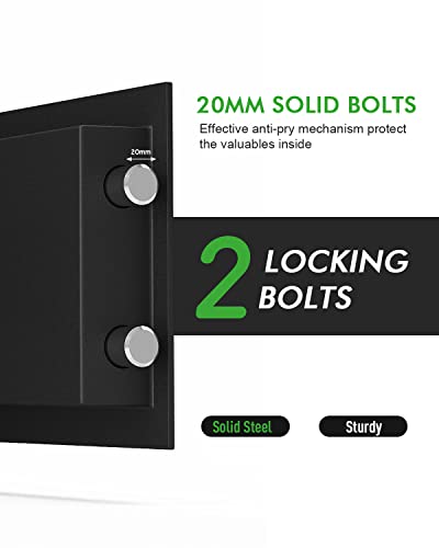 Islandsafe Security Home Safe Personal Safety Box, Caja Fuerte, 0.8 Cuft With Digital Keypad Lock And Keys Safe Box For Cash Money Home Dorm Office Hotel Business, (0.8Cubic Feet Black) #TOP1