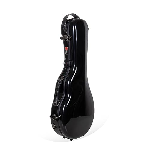 Image of Crossrock Case - Fiberglass Mandolin Case - Fits Both A & F Styles - Padded Straps, Accessory Compartment, Fixed & Removable Padding - Includes TSA Lock - Black