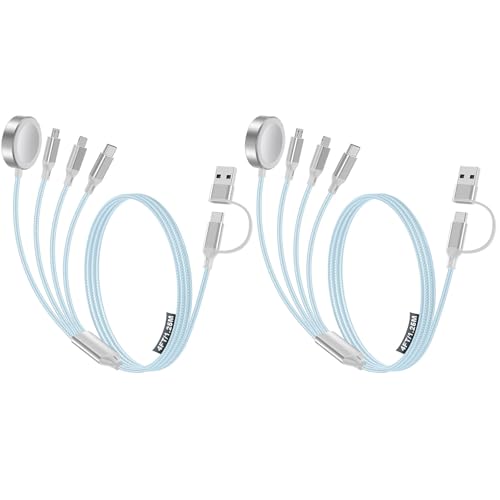 Image of Travel Essentials,2 Pack Multi Charging Cable for Apple Watch Charger /iPhone /Samsung Charger,Type C /Lightning /iWatch /Micro Charging Cable for iWatch Ultra /10-2 /iPhone /Galaxy /Airpods[1.8M]