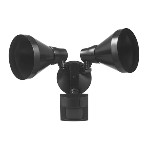 Globe Electric 17000140 180-Degree 240 W Twin Head Black Hardwired Motion Sensor Security Flood Light with MotionBright by Globe Electric - Used condition - US$26.26