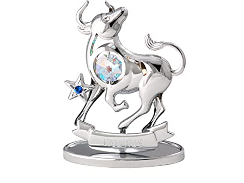 Crystocraft Taurus Gift, Constellation Ornament, Chrome Plated Craft With Austrian Crystal, Zodiac Sign Crystal Ornament, Constellation Decor Collection Gift For Birthday Christmas (Taurus(Silver)) #TOP1