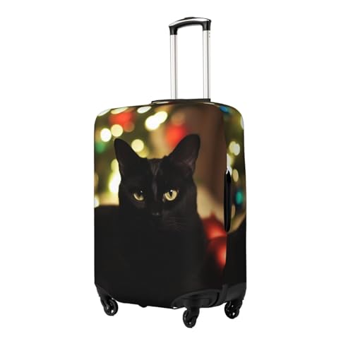 Christmas Black Cat Luggage Cover Washable Stretch Suitcase Protector Anti-Scratch Travel Luggage Sleeve Elastic Baggage Cover Fits 18-32 Inch2