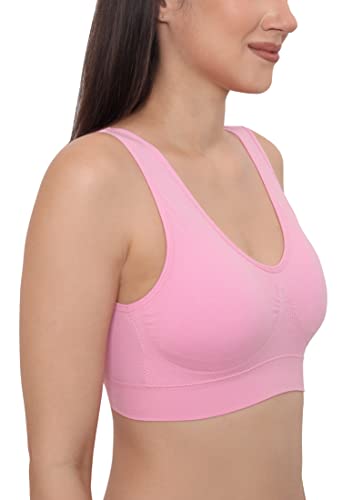 Image of GLAMORAS Women Nylon Elastane Lightly Padded Non Wired U Back Sports Bra | Seamless Stretchy Low Impact Yoga Workout Bra with Removable Pads - Size- Small to 4XL