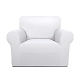 PureFit Super Stretch Chair Sofa Slipcover – Spandex Non Slip Soft Couch Sofa Cover, Washable Furniture Protector with Non Skid Foam and Elastic Bottom for Kids, Pets （Chair, White