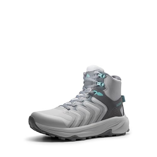 NORTIV 8 Women's Hiking Boots Waterproof with Arch Support Sneakers Walking Outdoor Comfortable Lightweight Boot Echo Mid,Size 6,Light Grey,NWUMHB2502