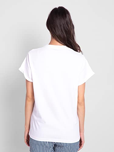 Image of Bewakoof Women's Graphic Printed 100% Cotton T-Shirt - Boyfriend Fit, Round Neck, Half Sleeve