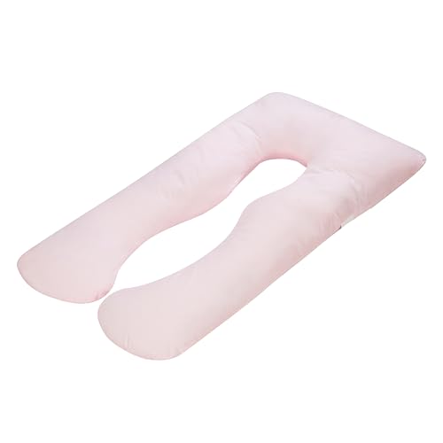 Image of Pregnancy Pillows for Sleeping, U Shaped Full Body Pillow 55 Inch, Maternity Pillow Support for Belly, Back, Legs and Hip with Removable Cover, Pink