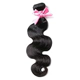 Brazilian Virgin Hair 3 Bundles with Closure Brazilian Body Wave 8A 100% Unprocessed Human Hair bundles With Lace Closure Natural Black Color by YAVVE (12
