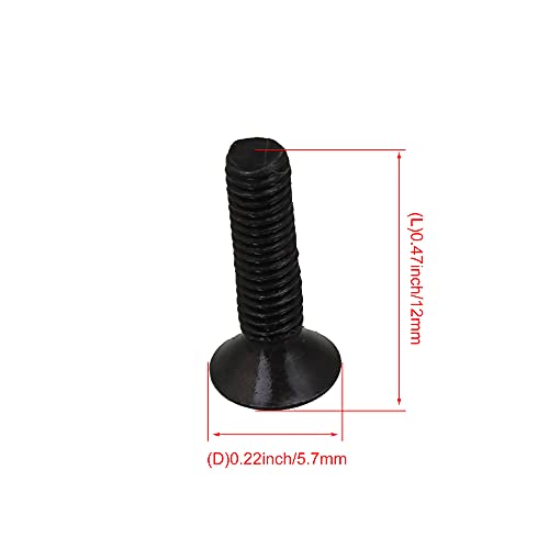 Schwarzes 12mm langes metrisches Gewinde M3 Kohlenstoffstahl Senkkopf mit Innensechskantschrauben Schrauben Packung von 100 Stück