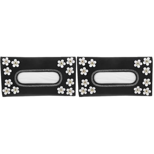 ULTECHNOVO 2 Piezas Caja de pañuelos Auto Porta pañuelos Colgante Recambio de Tejido de Coche Reposacabezas Sol Asiento servilletero para Visera Colgador de pañuelos para Coche Cuero PU Black