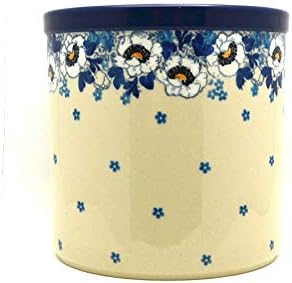 Polish Pottery Utensil Holder - White Poppy