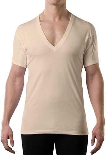 The Thompson Tee Men's Sweatproof Undershirt | Cotton Deep V Neck | Original Fit | with Sweat Pads