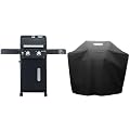 Monument Grills 2-Burner Foldable Stainless Steel Liquid Propane Gas Patio Garden Barbecue Grill with Clearview® Lid, Knob Control Mesa220 with BBQ Cover