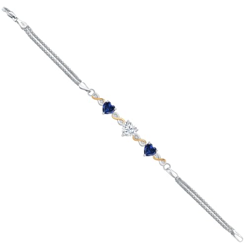 925 Silver and 10K Yellow Gold 925 Silver and 10K Yellow Gold Customized and your Own Personalized 7MM and 6MM Birthstones and Lab Grown Diamond Bracelet For Women 6.5/7/7.5 Inch Length, Made In Italy4