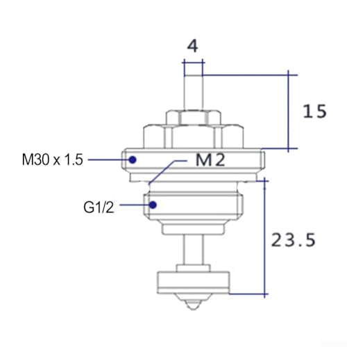 Wasserverteiler Ventilkern Rücklaufbolzen Ventilkern Fußbodenheizung Krümmer Rücklaufbolzen Ventilkern M30x1,5 für UFH Stellantrieb, Fußbodenheizungskrümmer Rücklaufbolzen Ventilkern