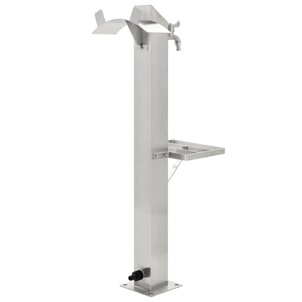 vidaXL Columna Agua para Jardín Acero Inoxidable Cuadrada 95 cm Fuente Patio
