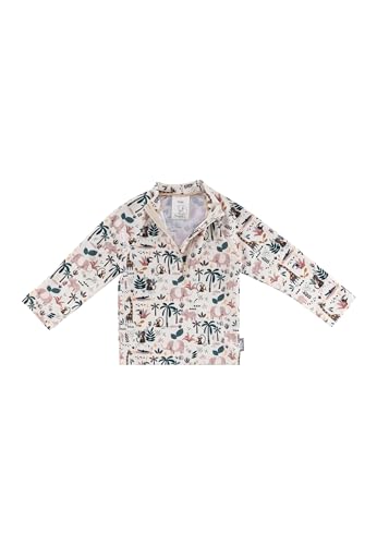 Sterntaler Badeshirt Safari – Langarm UV-Shirt für Jungen mit Safari-Print – UV-Schutz 50+ Schwimmshirt mit Reißverschluss & Stehkragen - Kinder Bademode – Farbe Ecru, Größe 68