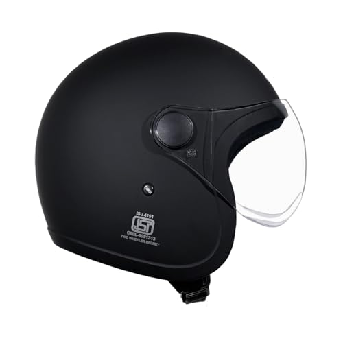 Image of Studds Jet Open Face ISI Certified Helmet with Chopper Visor MATT Black - XL