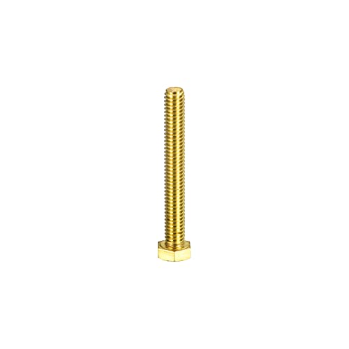 Image of uxcell Brass Hex Bolts, 5 /16-18x2-1 /2 1pcs Fully Thread Grade 4.8 Solid Brass Hexagon Head Bolt Machine Screws for Machinery