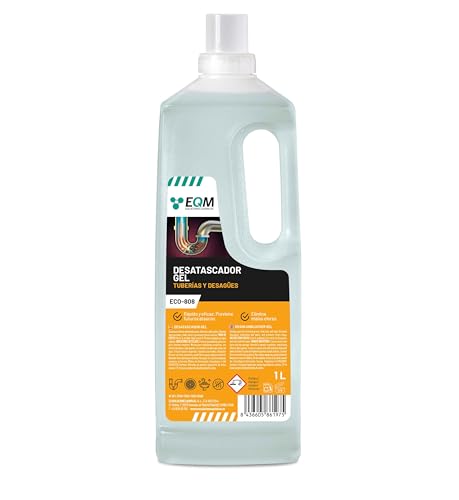 EQM - ECO-808 - Desatascador Profesional de Tuberías - 1L - Gel concentrado para atascos difíciles - Acción rápida y profunda - Eficaz en fregaderos, lavabos y desagües del hoga