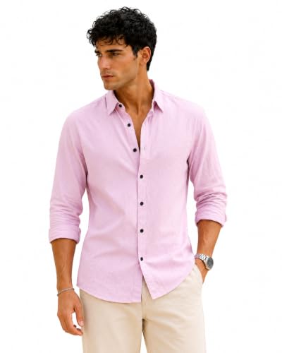 Image of Men Linen Cotton Full Sleeve Shirt for man | Mens Casual Shirt |Shirts for Men Stylish | Men Shirts | Casual Business Party Festival Regular Fit