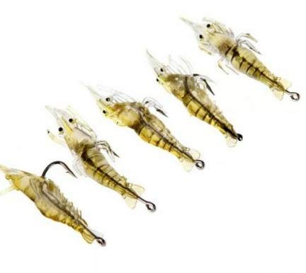 Kit 10 Isca Camarão Silicone 4cm Pesca Esportiva Super Realista Barato Liquidação Top