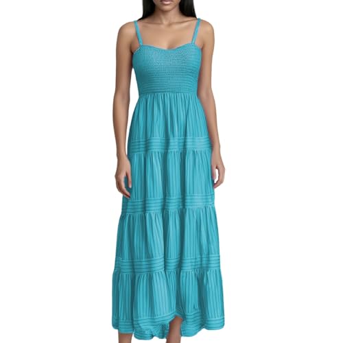 Robe d'été longue sans manches et fluide à bretelles style bohème chic