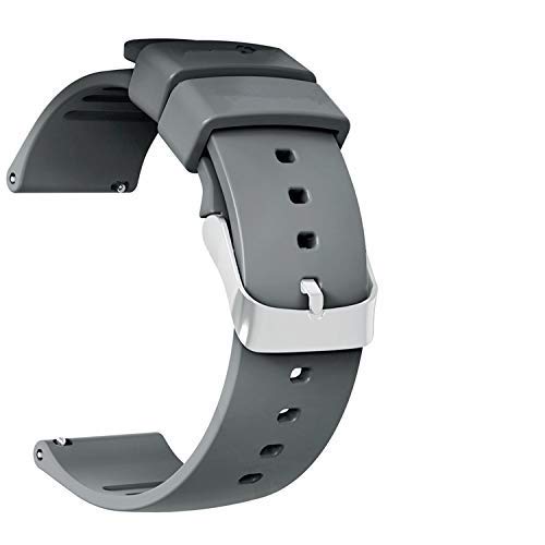 JIELIELE Compatible 22mm Wristbands, Silicone Watch Band Straps Accessory for Samsung Gear S3 Frontier/Classic/Gear 2 / Galaxy Watch 46mm / Fossil Q Wander/Huawei Watch GT (Gray, 22mm)