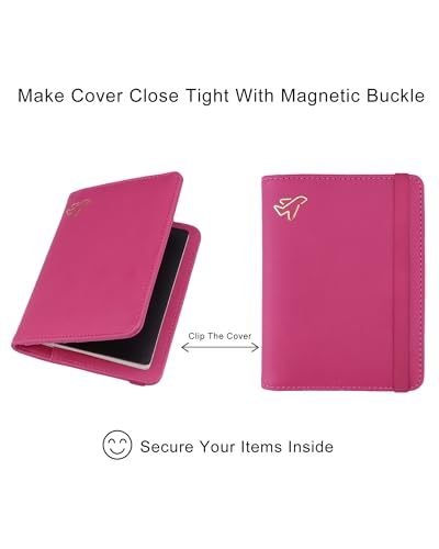 Image of WALNEW Passport Holder for Travel, RFID Passport Cover Wallet for Women Men, PU Leather Passport Book Card Holder Case with Pen, Travelling Essentials for Flying