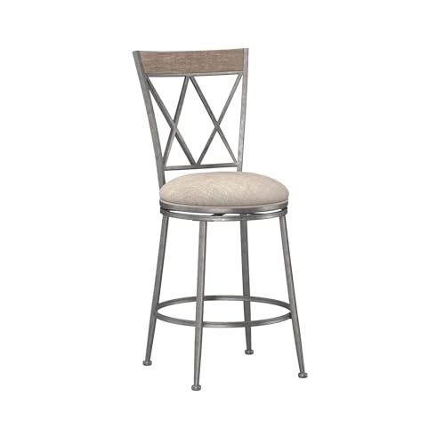 Hillsdale Stewart Indoor/Outdoor Swivel Counter Height Stool, Aged Pewter