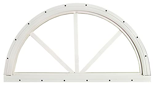 18" Sunburst Half Moon Shed Window, Playhouse Sunburst Window White Flush