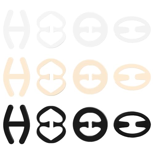 Bra Strap Clips, 12pcs Adjustable Bra Clips to Make Racerback, Anti-Slip Bra Strap Holders to Hide Straps for Women (4 Styles/12Pcs) - Convertible Conceal Bra Clips for All Outfits