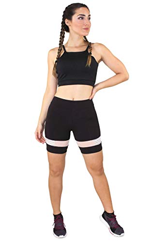 Conjunto Feminino Fitness Cropped Alcinha Preto + Shorts Preto Com Elastico